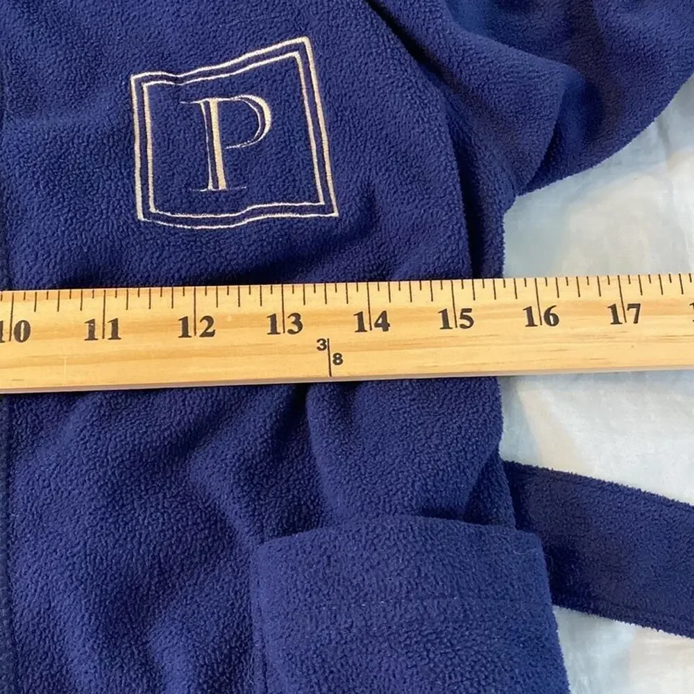 Lands’ End Navy Hooded Fleece Robe With Monogram P Size 3T